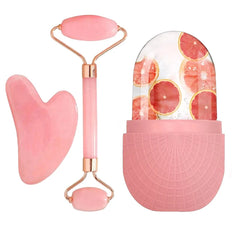 Ice surface roller set - Facial skin care ice roller set, facial massage tools, silicone ice surface roller, gua sha board.