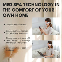 Eye Skincare Massager Vibration Red Light Therapy LED Eye Mask for Lines Wrinkles Dark Circle Removal Beauty Device