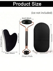 Ice surface roller set - Facial skin care ice roller set, facial massage tools, silicone ice surface roller, gua sha board.